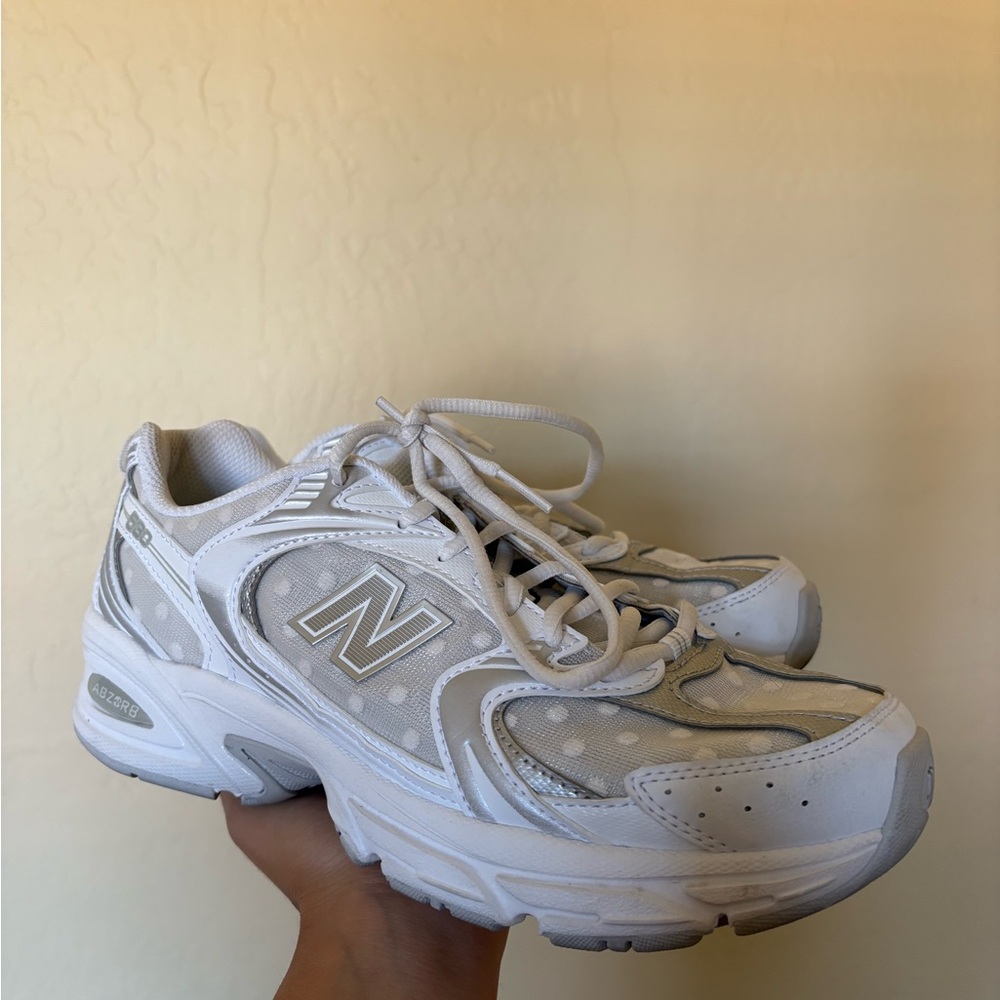 Polka Dot New Balance Women's Gray and White 530
